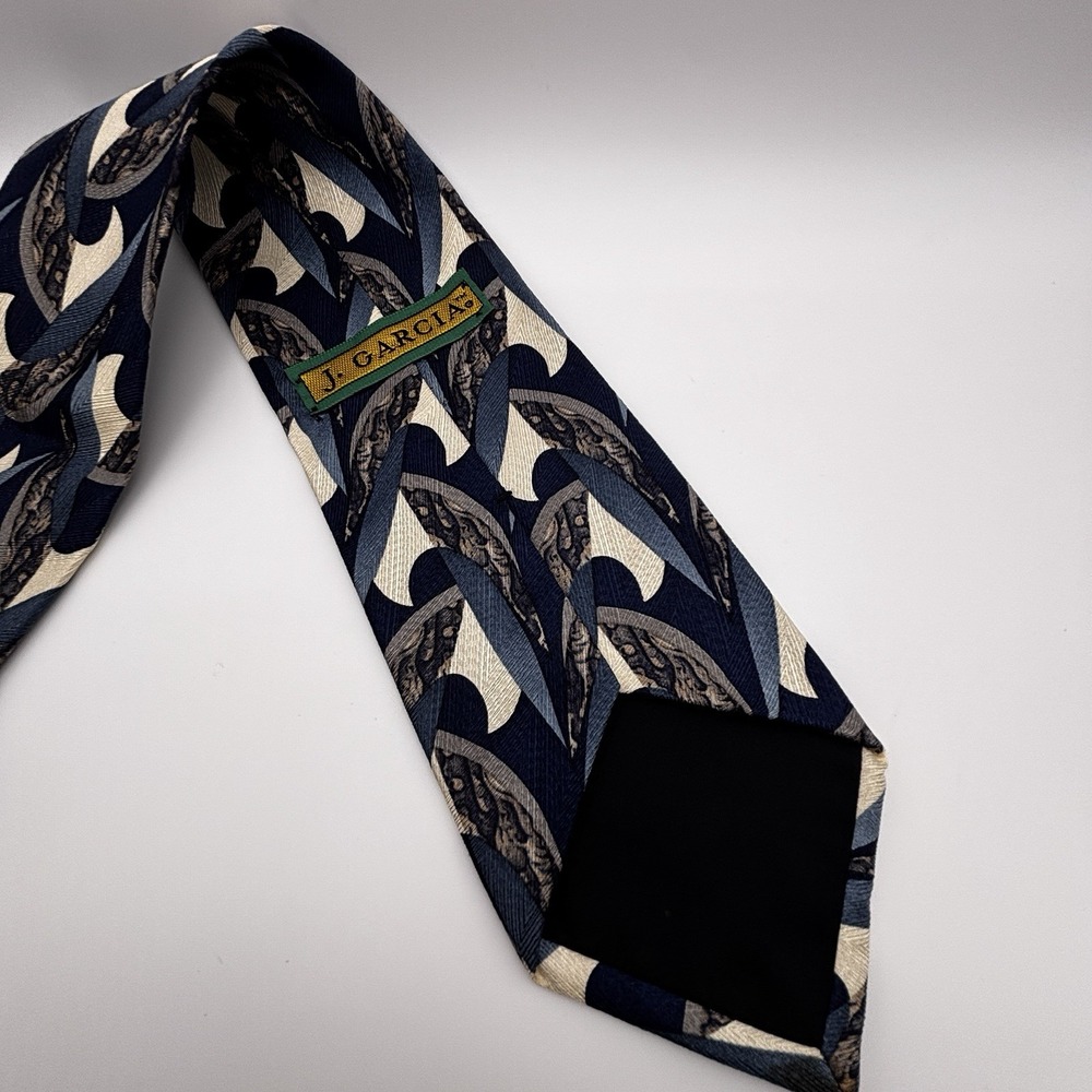 J Garcia Vtg USA Made Red Abstract Hand Sewn‎ Silk Necktie